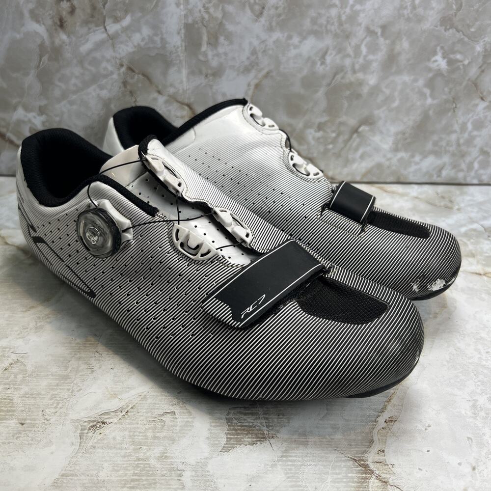 Shimano RC7 Men's Road Cycling Shoes White/Black Carbon Sole 3-Bolt Size 43 READ